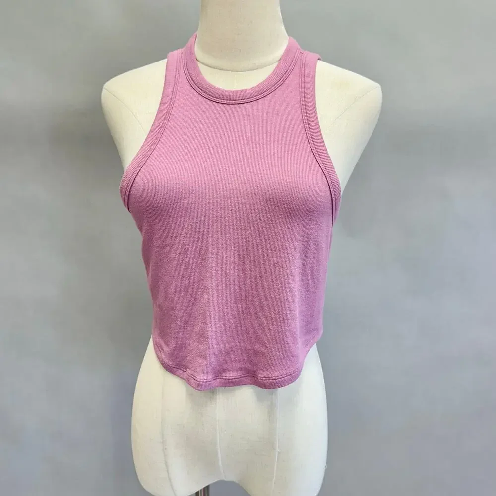 Lululemon Hold Tight Cropped Ribbed‎ Tank Top in Velvet Dust-pink Size 10